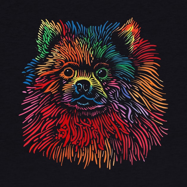 Colorful and Vibrant Pomeranian Drawing - Cute and Playful Dog Art for Animal Lovers by TeeTrendz